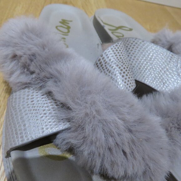 SAM EDELMAN Bianca Faux Fur Chunky Slide Shoes in Lilac Feminine - Size US 10 - Picture 4 of 12